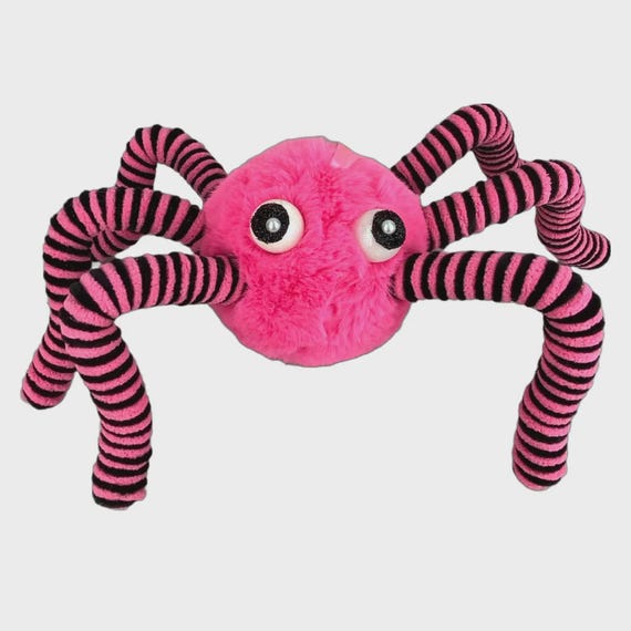 Pink Plush Furry Spider - Etsy UK