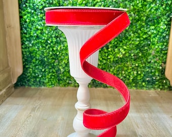 1 inch Red Velvet Wired Farrisilk Ribbon ~ 10 yards