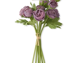 Purple Real Touch Ranunculus Bundle ~ 10 stems ~ 15 Inch