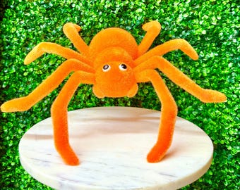 Orange Flocked Spider - 15x15 inch