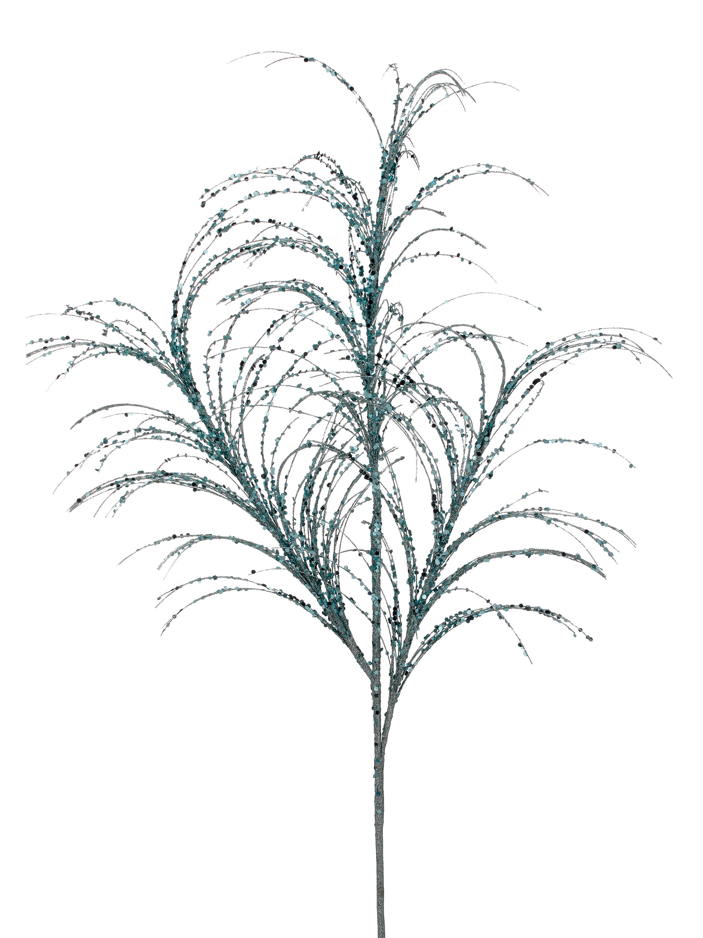 Aqua Glitter Sequin Pampas Grass Spray x 3 34 Inch
