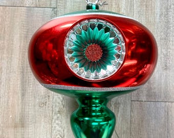 12" Reflector Finial Ornament - Red and Green - Shatterproof