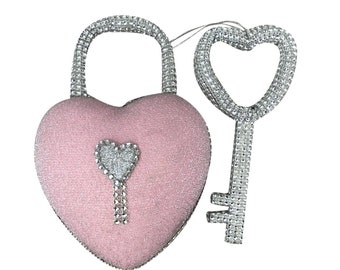 Valentines Day Bling Heart Lock And Key Attachment ~ 12 in