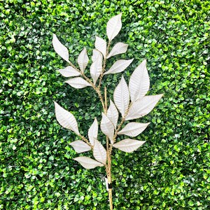 Luxe White Velvet Leaf Spray