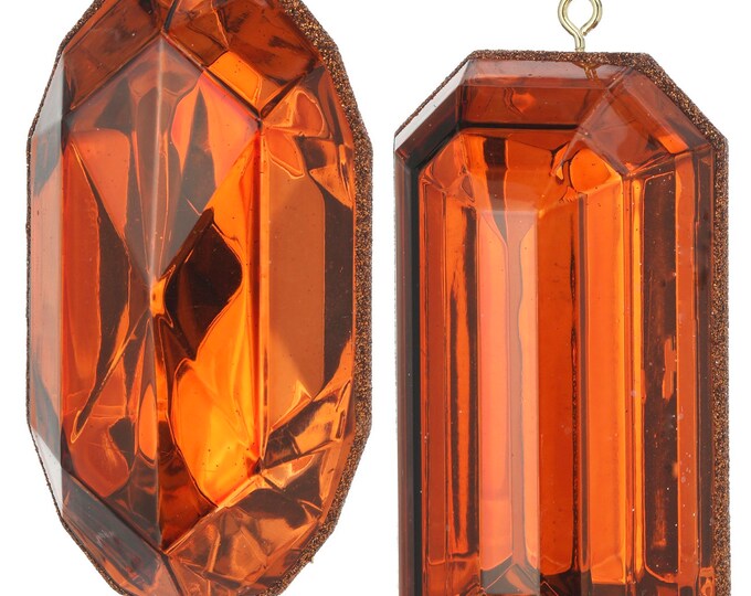Copper Amber Acrylic Gem Ornament rectangle or Oval Jewel 5 Inches SOLD