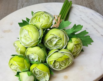 Green Real Touch Ranunculus Bundle - 10 stems - 15 inch