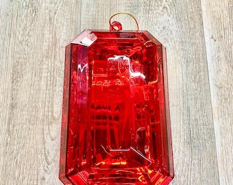 Red Acrylic Gem- Rectangle Blue Jewel Ornament ~ 9”