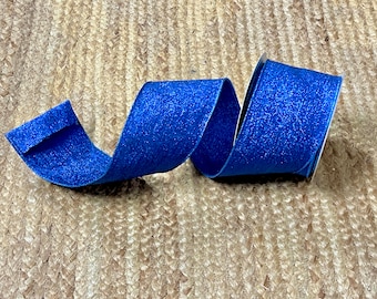 4 inch Royal Blue Shimmer Tinsel Ribbon ~ Wired ~ 10 yards