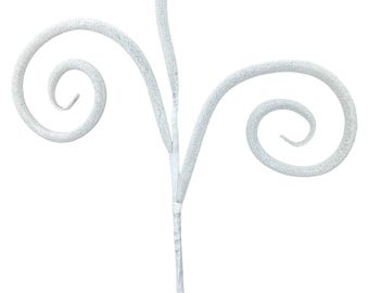 White Glitter Curly Pick - 18 inch