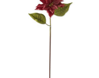 18 Inch Real Touch Burgundy Poinsettia Stem