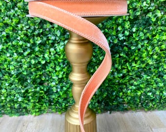 0.75” Peach Velvet Ribbon ~ Farrisilk ~ 10 yards ~ Wired