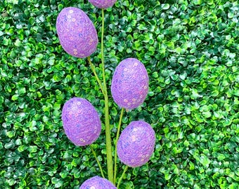 Purple Sequin Egg Spray - 22 inches