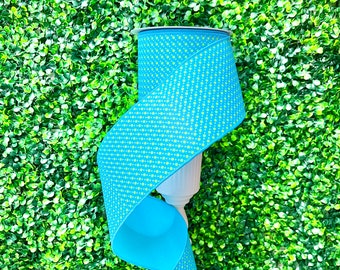 Turquoise Polka Pop Ribbon ~ 4 Inch x 10 Yards ~ Farrisilk