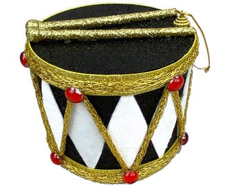 Black White & Gold Foam Glitter Drum - 5in x 6in