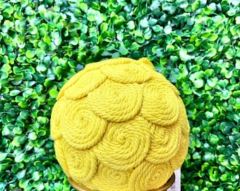 5 inch Yellow Jute Ball Ornament
