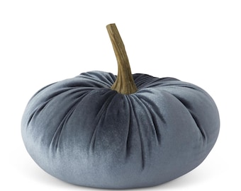6.25 inch Slate Blue Velvet Stuffed Pumpkin