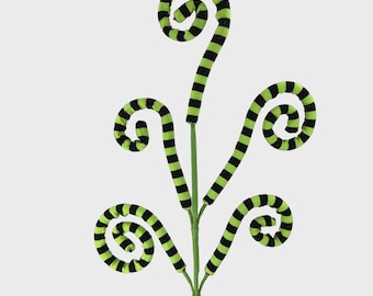 Green and Black Stripe Curly Spray - 26 in