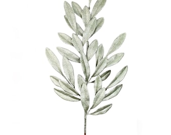 Mint Green Glitter Laurel Leaf Spray ~ 27inch