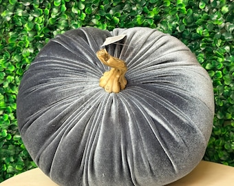 7.25 inch Slate Blue Velvet Stuffed Pumpkin