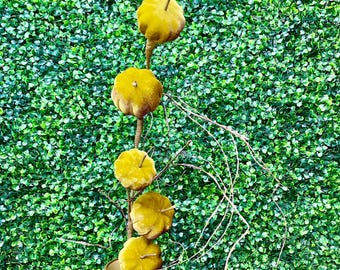Olive Green Velvet Pumpkin Stem - 5 pumpkins - 32 inch
