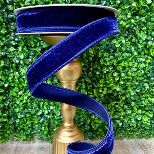 1” Navy Blue Velvet Luster ~ Farrisilk ~ 10 yards ~ Wired