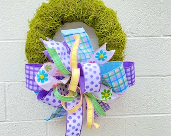 Moss Wreath w Beautiful Bow