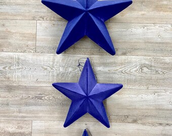 Blue Flocked Foam Stars - Assorted Sizes