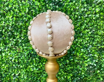 Champagne Ball Ornament with Pearl Detail - 6 inches