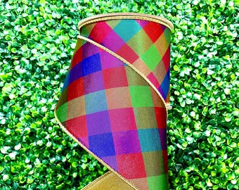 4 Inch Multicolor Metallic Diagonal Ribbon ~ 10 yards