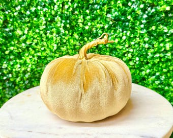 Gold Velvet Pumpkin w/ Gold Stem