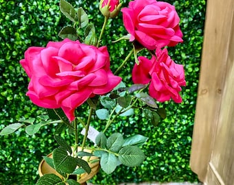 Hot Pink Curled Garden Rose - 24 in