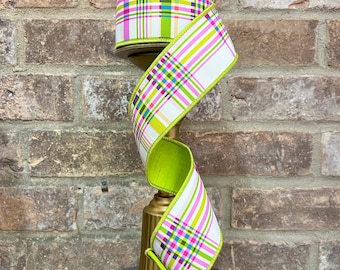 2.5 inch Colorful Stripe Plaid Ribbon ~ 10 yards ~ Wired ~ NO TWO ALIKE