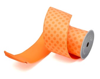 Orange Monochrome Dots Ribbon ~ 4 Inch x 10 Yards ~ Farrisilk