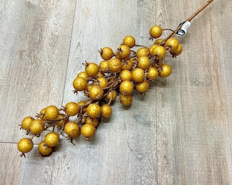 Gold Crackle Berry Spray - 26 inch - 1 inch Berry