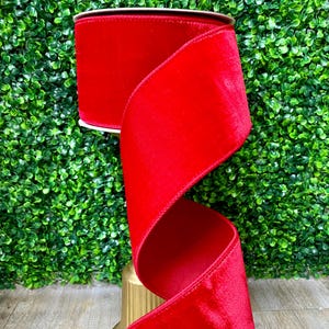 4 ”rotes Samt-Lüster-Band - 10 Meter - Verdrahtet