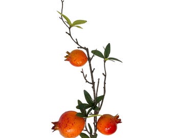 Orange Pomegranate Stem ~ 23"