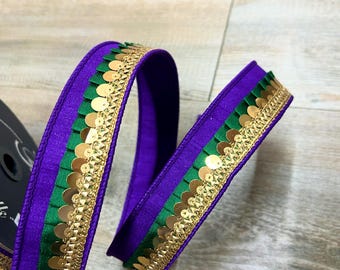 1 inch Mardi Gras Festive Frills Ribbon- 10yards - Wired