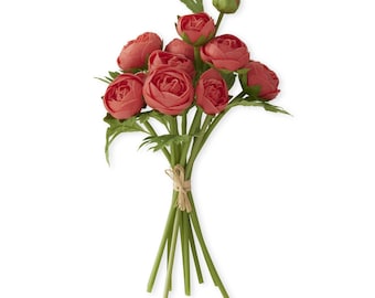 Coral Real Touch Ranunculus Bundle ~ 10 stems ~ 15 Inch