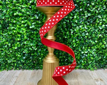 Red Spirited Stars Ribbon ~ 1 Inch x 10 Yards ~ Farrisilk