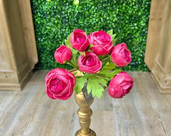 11 inch Soft Touch Ranunculus Bundle ~ Hot Pink