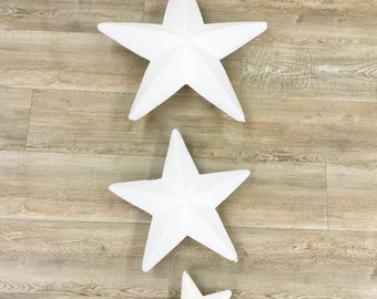 White Flocked Foam Stars - Assorted Sizes