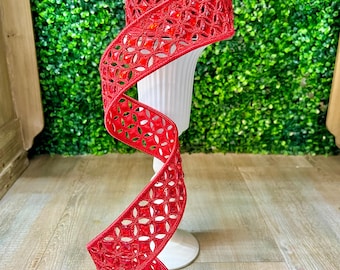 Red Mini Jester Diamond Lace Ribbon~ 2.5 Inch x 5 Yards