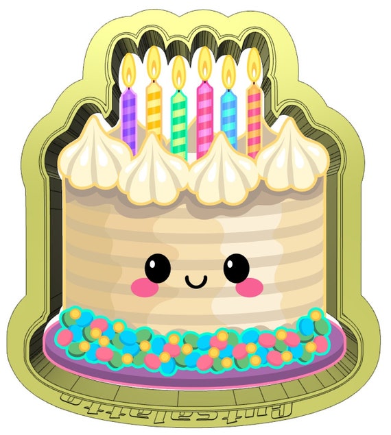Funfetti Birthday Cake Cutter 3d Printed Etsy