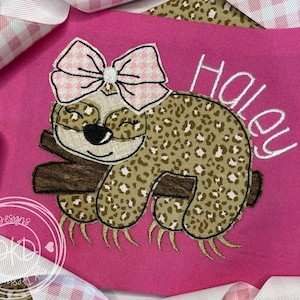 Sloth Shirt, Personalized Shirt- Applique T-shirt- Embroidered Shirt- Birthday Shirt- Custom Embroidery- Birthday Gift, Custom Shirt