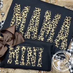 Mama and Mini Leopard Print Shirt, Leopard Print, Mama and Mini Shirt, Leopard Print Applique, Applique Sweatshirt, Leopard Applique