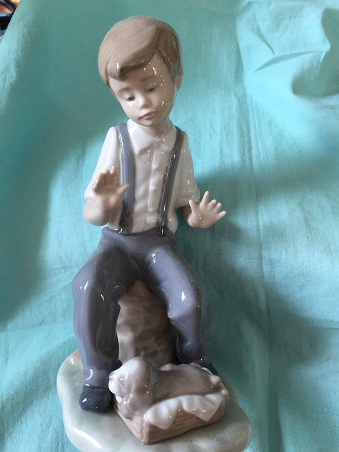 Lladro porcelain statue boy with dog Etsy