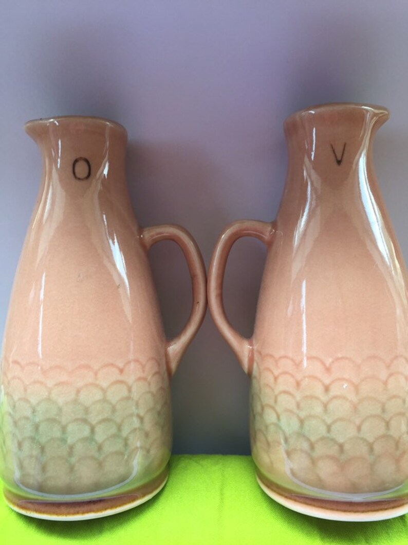 Vintage Oil Vinegar by Mann Ceramics Japan Rusticana Pattern Etsy