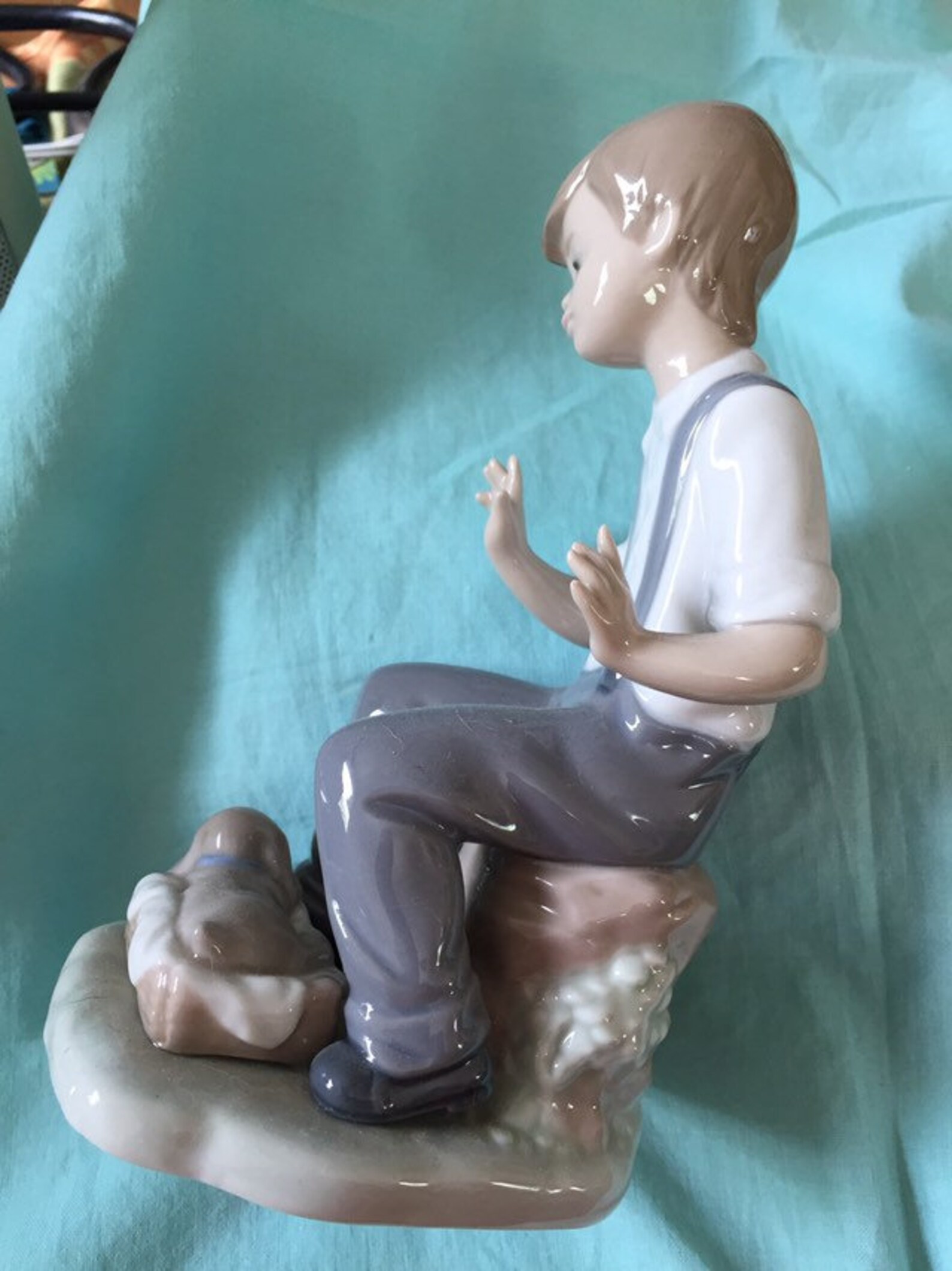 Lladro porcelain statue boy with dog Etsy