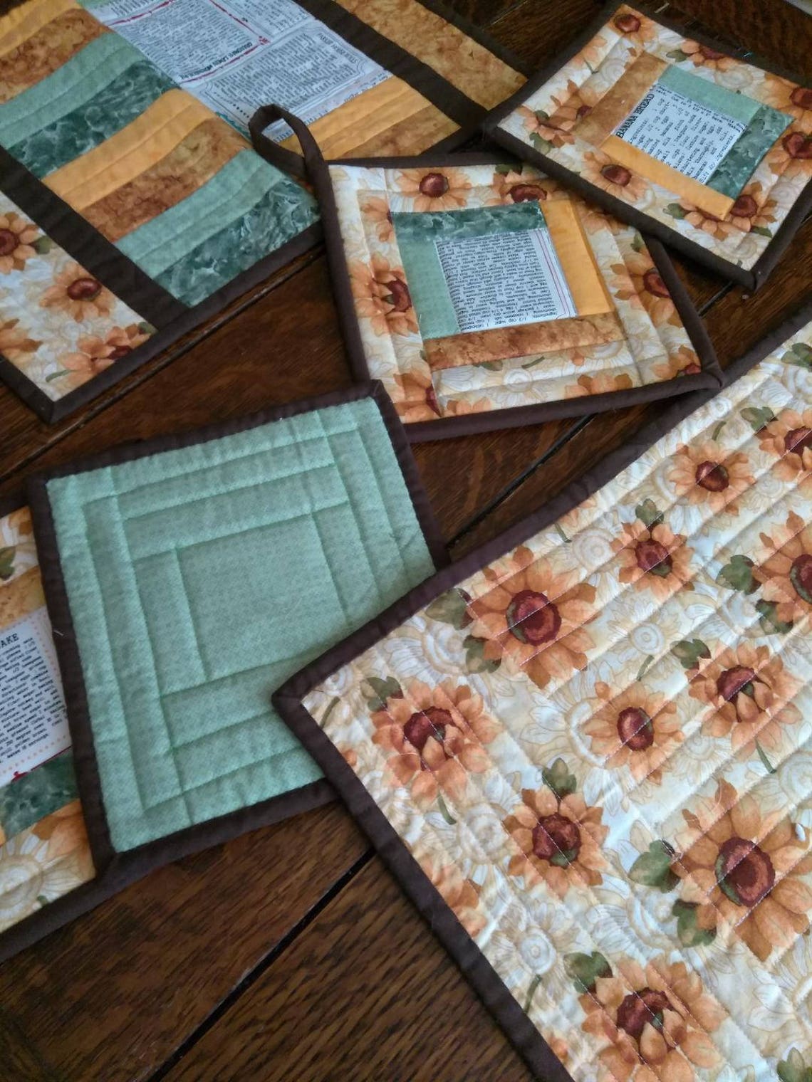Sunflower Kitchen Set With Recipes Matching Table Runner 2 Etsy