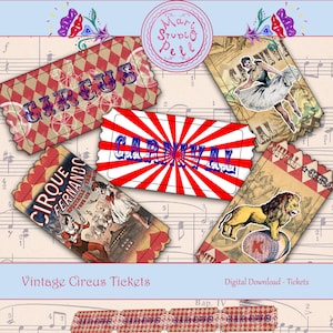 Vintage Circus Tickets, Retro Circus Tickets, Digital Collage Sheet ...